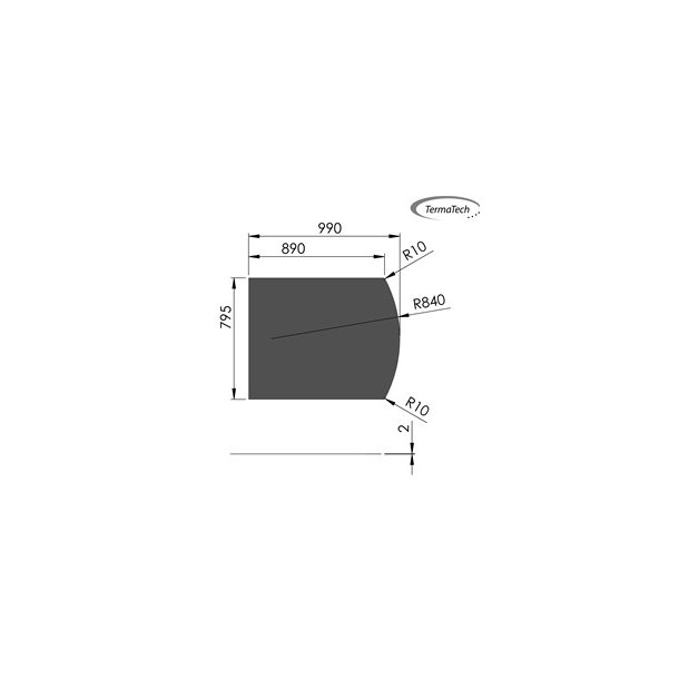 Sort stlplade med flad bue 80x100cm