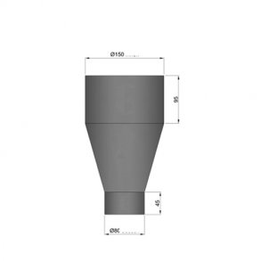 Røgrørsovergang m/renselem ø80/ø150